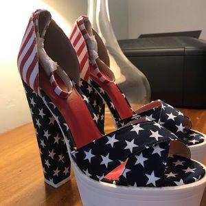 Red white blue heels patriotic stars and stripes